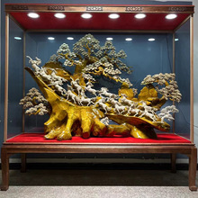 大型金丝楠木雕摆件客厅装饰八骏马崖柏花鸟动物根雕开业礼品