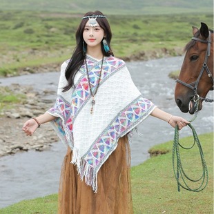 Yunnan Xizang Tourist Souvenirs Retro Simple Personalized Ethnic Style Photography Cloak Casual All-match Dual-use Scarf