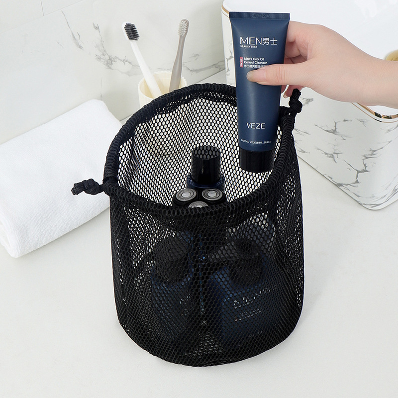 新しい巾着化粧品バッグ、ポータブルメッシュポケット、排水収納バッグ、旅行用トイレタリーバッグ、水泳用入浴バッグ|undefined