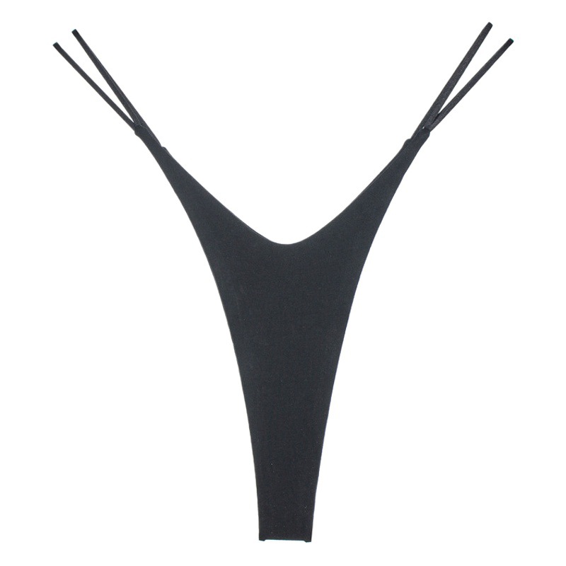 Sexy high-split thong cotton women's double-layer bikini-shaped underwear European and American sexy thin belt