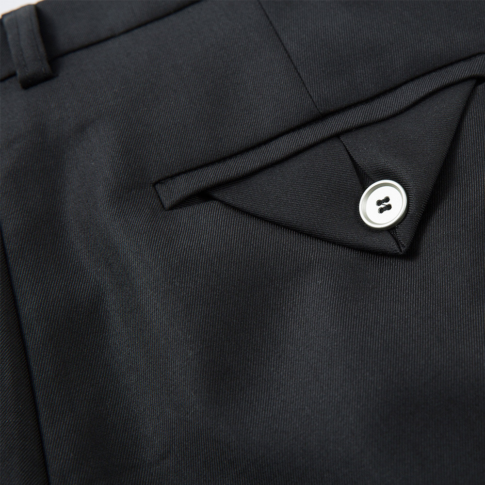 Costume décontracté et tendance pour homme, coupe ample, couleur unie, pantalon droit à jambes larges et drapé, design plissé._voghion.com