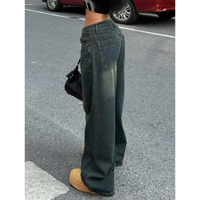 Foreign Trade New Cross-Border Denim Women's Loose Straight Boyfriend Style Jeans Retro Style