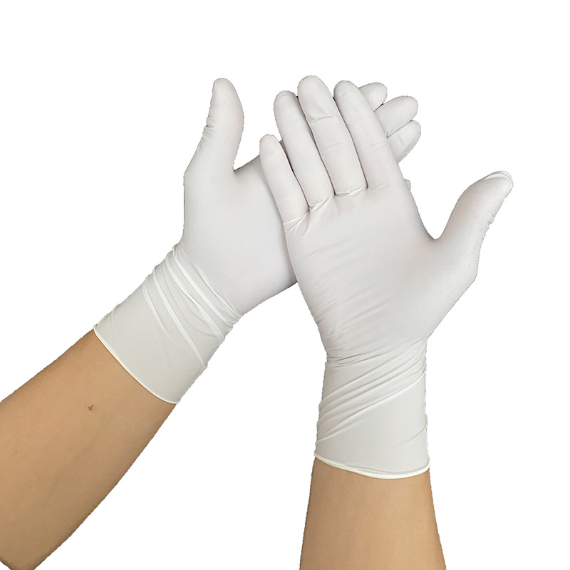 一次性白色丁腈橡胶12寸手套隔离防护耐酸碱食品电子化工美容实验