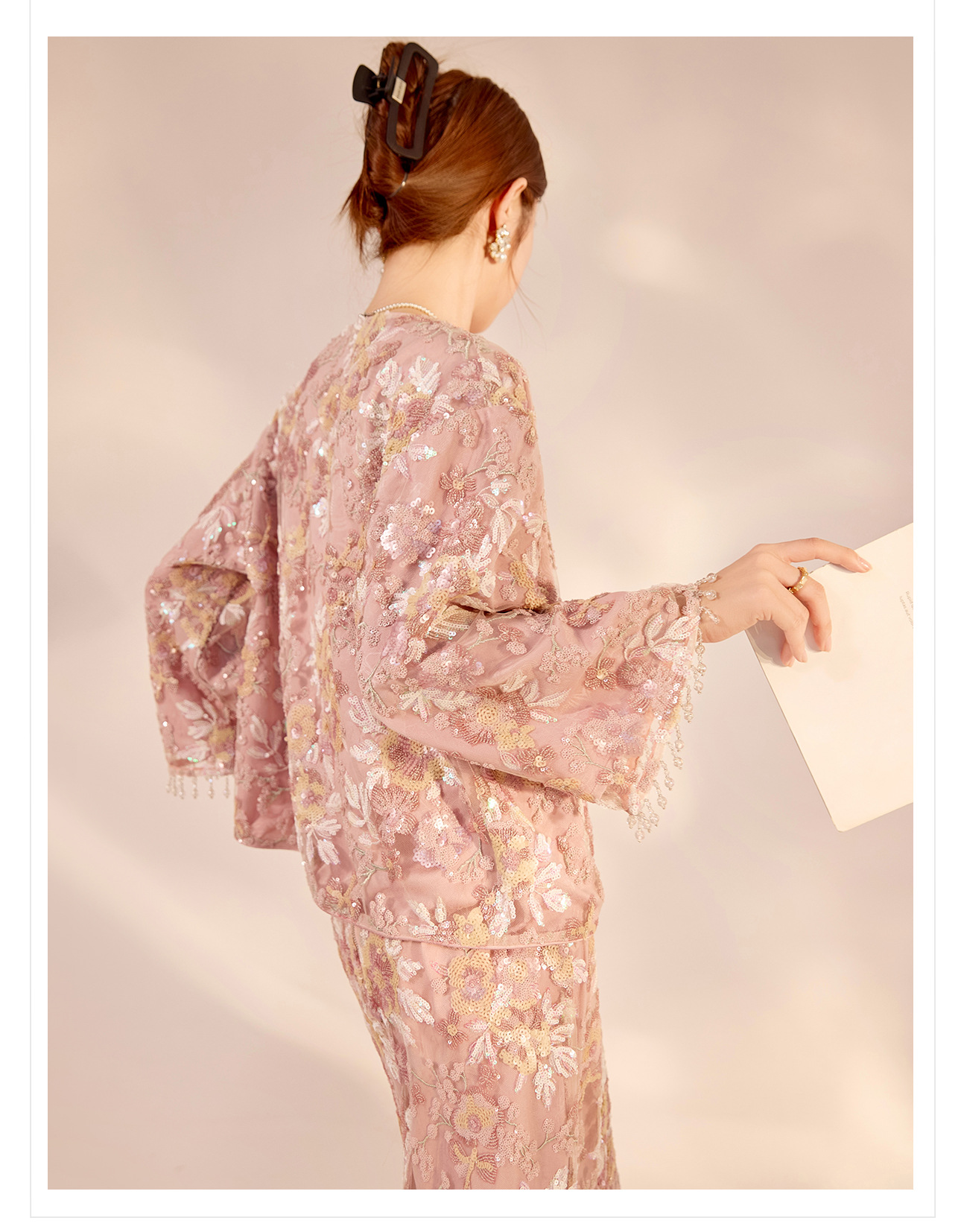Set áo khoác và chân váy nữ phong cách Tân Trung Hoa thêu sequin cao cấp N2064 — Váy nửa, Áo khoác chi tiết 19
