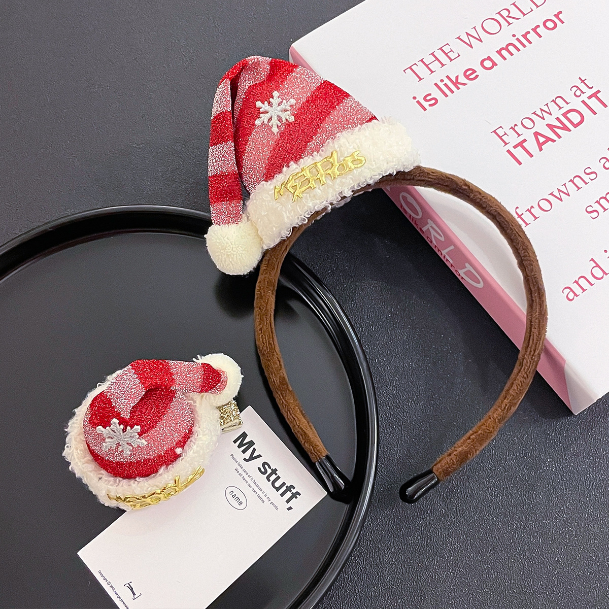 Kerst cartoon ins wind meisje schattige sneeuwvlok haaraccessoires zoete sfeer pluche hoed kerst hoofdband_voghion.com