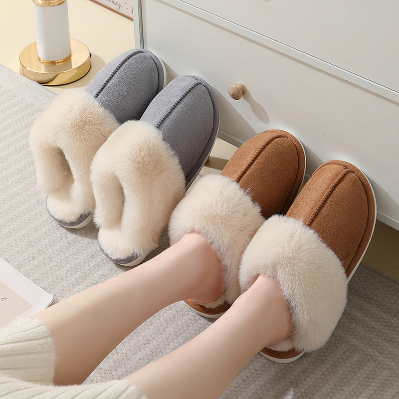 Cross-Border Popular Winter Hair-Catching Home Slippers for Men and Women, Indoor and Outdoor Warm Slippers, Cotton Slippers Wholesale