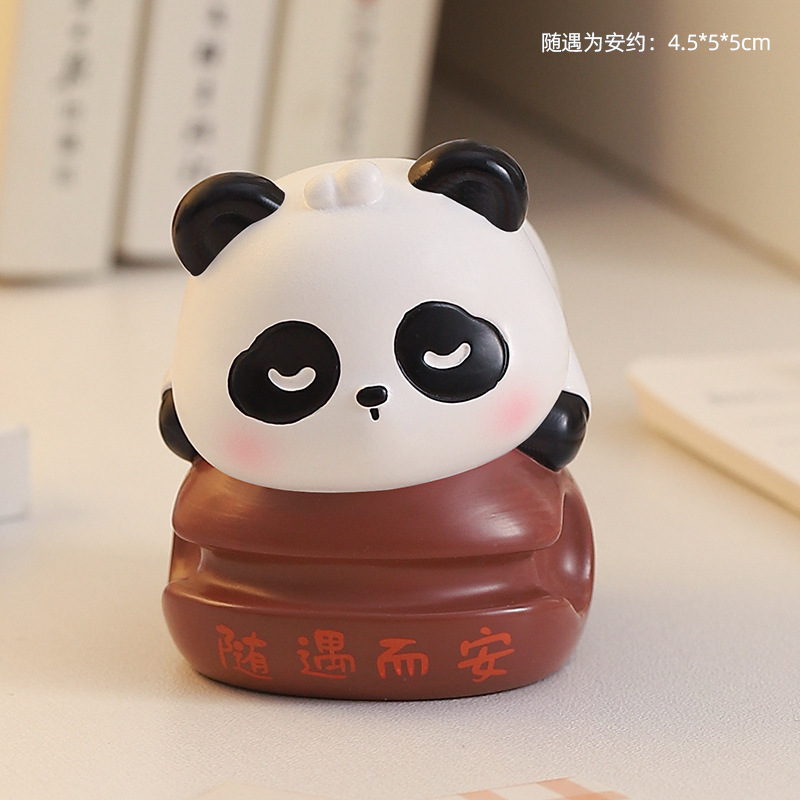 高級感小衆パンダ樹脂置物かわいいオフィスデスクトップ装飾癒しストレス解消女子プレゼント