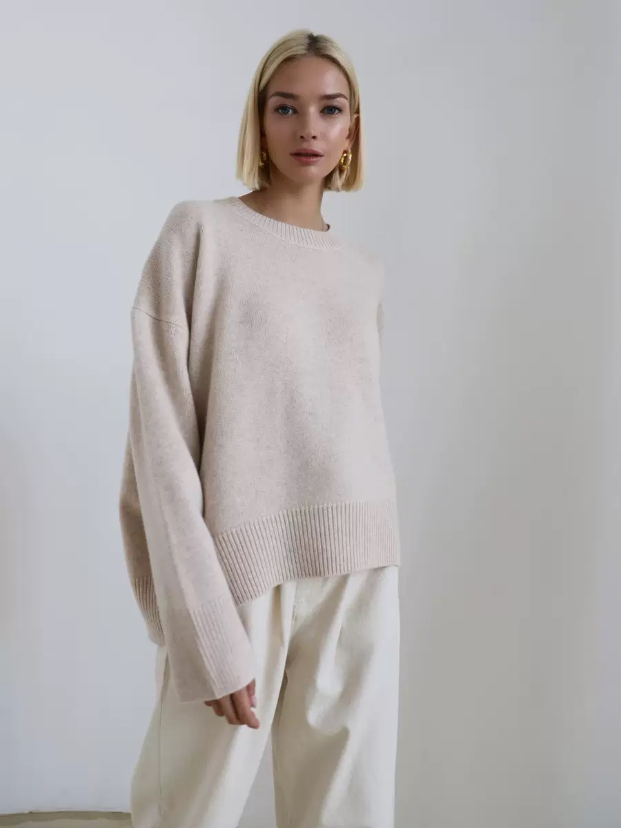 Damen Grobstrickpullover Mit Rundhalsausschnitt Für Den Winter_voghion.com