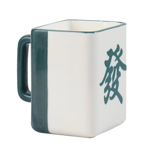 Mahjong shape good luck ceramic cup personalized creative chess and card room mug national trend new year gift coffee cup