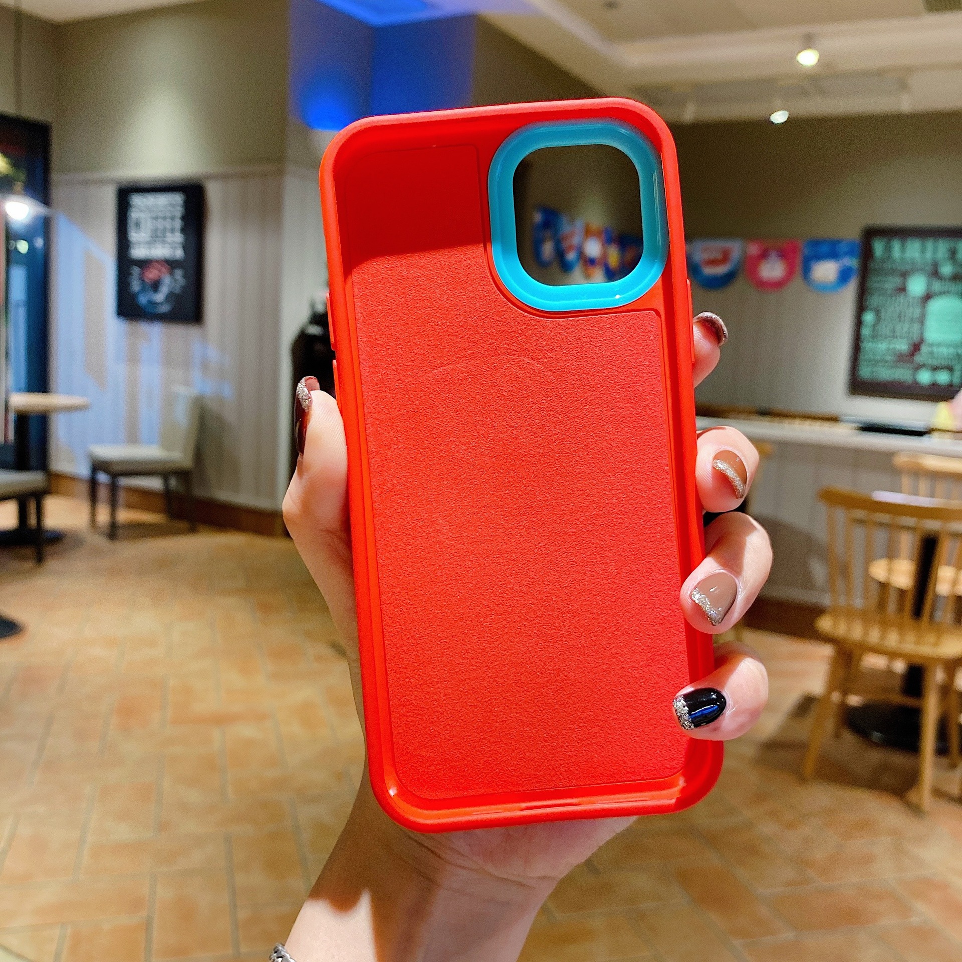 100g Weight Fashion Style Purple, Green, Yellow, Black Color Foreign Trade New Applicable 13pro Contrast Color Silicone 11 Phone Case 678p Photo Frame 12 Protective Case 1