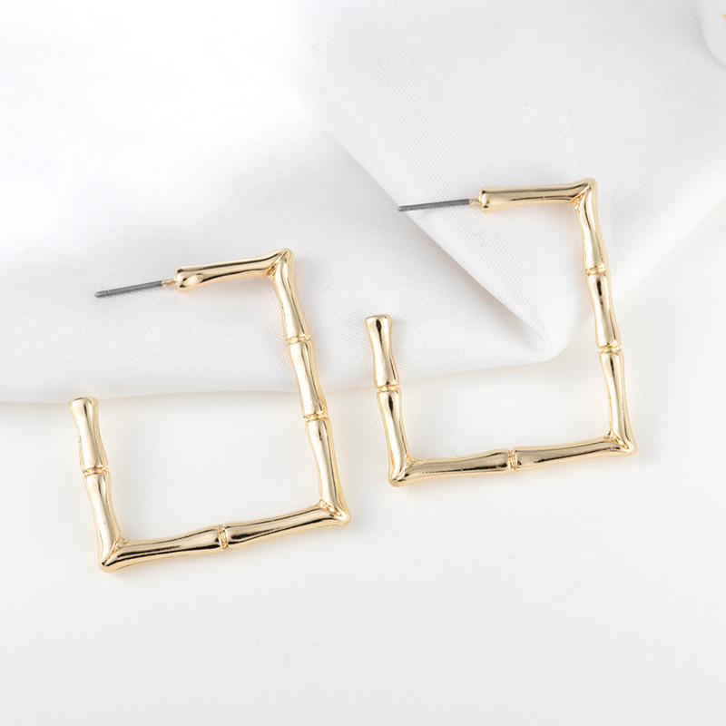 1 Pair Fashion Bamboo Alloy Plating Metal Women's Earrings display picture 3
