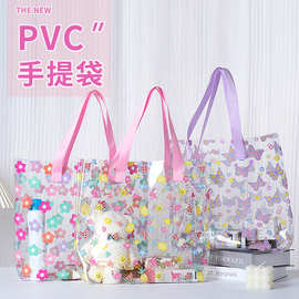 立体pvc透明服装购物袋果冻炫彩礼品袋单肩背包手提包装袋