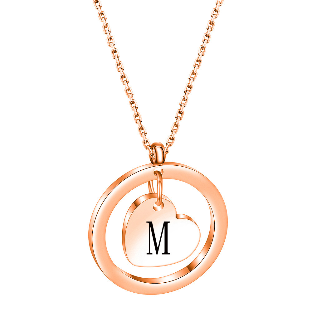 1 Piece Simple Style Letter Heart Shape Titanium Steel Hollow Out Pendant Necklace_colorza_5
