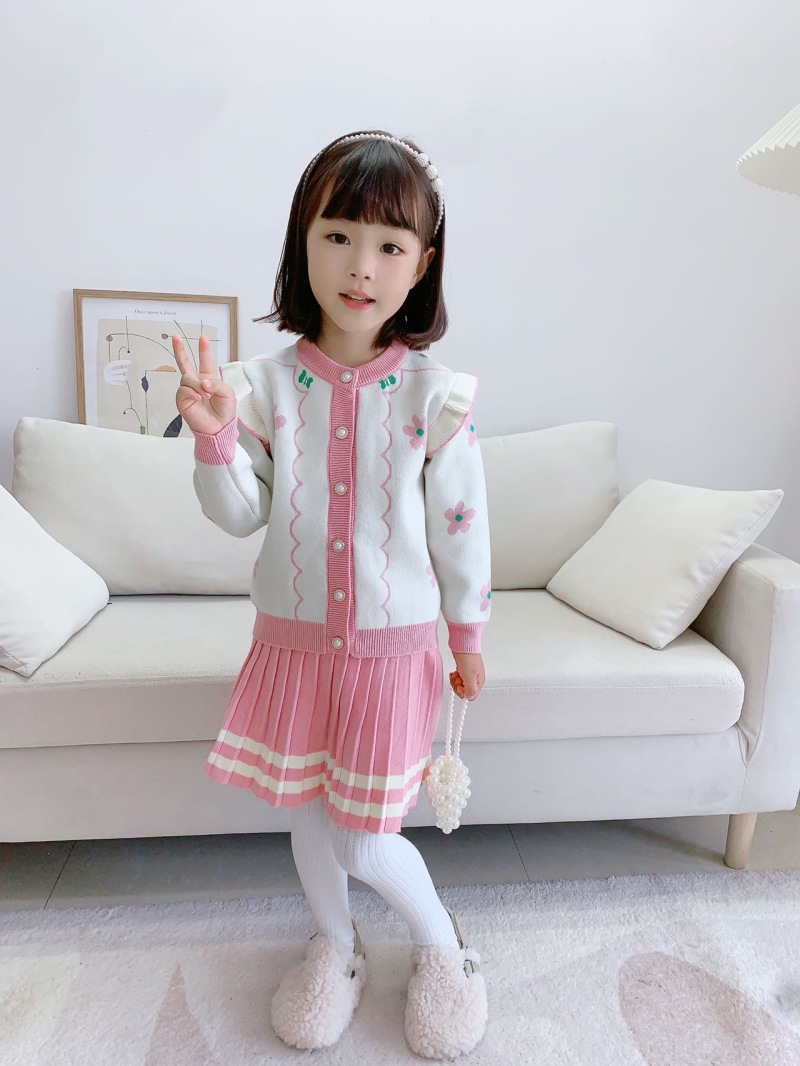 Mädchen Pullover Und Plissee Prinzessinnenkleid Zweiteiler Set_voghion.com