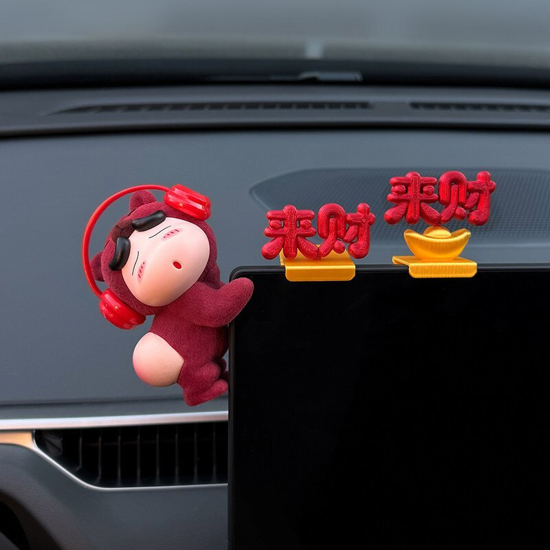 New Crayon Shin-Chan Car Screen Ornament, Plush Shin-Chan Interior Decoration, Car Dashboard Screen Decoration for Good Fortune