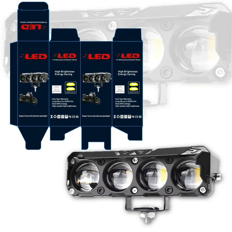 Трансграничный мотоциклетный светодиодный прожектор с четырьмя глазами, двухцветный, дальнего и ближнего света, водонепроницаемый электромобиль, супер яркая модифицированная фара, новая модель