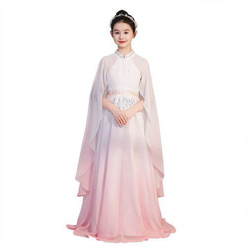 Girls' guzheng performance clothing, Chinese style super fairy guzheng performance chorus clothing, children's classical dance test performance dress