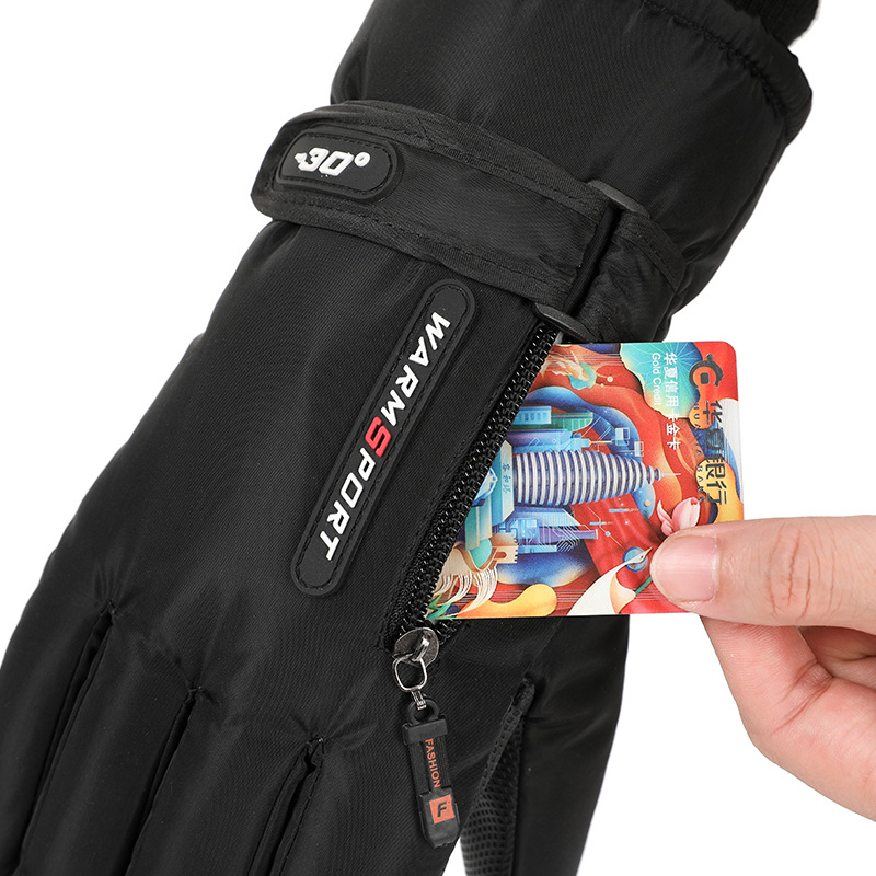 Guantes de esquí forrados de lana gruesa cálida adulto al aire libre a prueba de viento impermeable antideslizante pantalla táctil Otoño e Invierno guantes