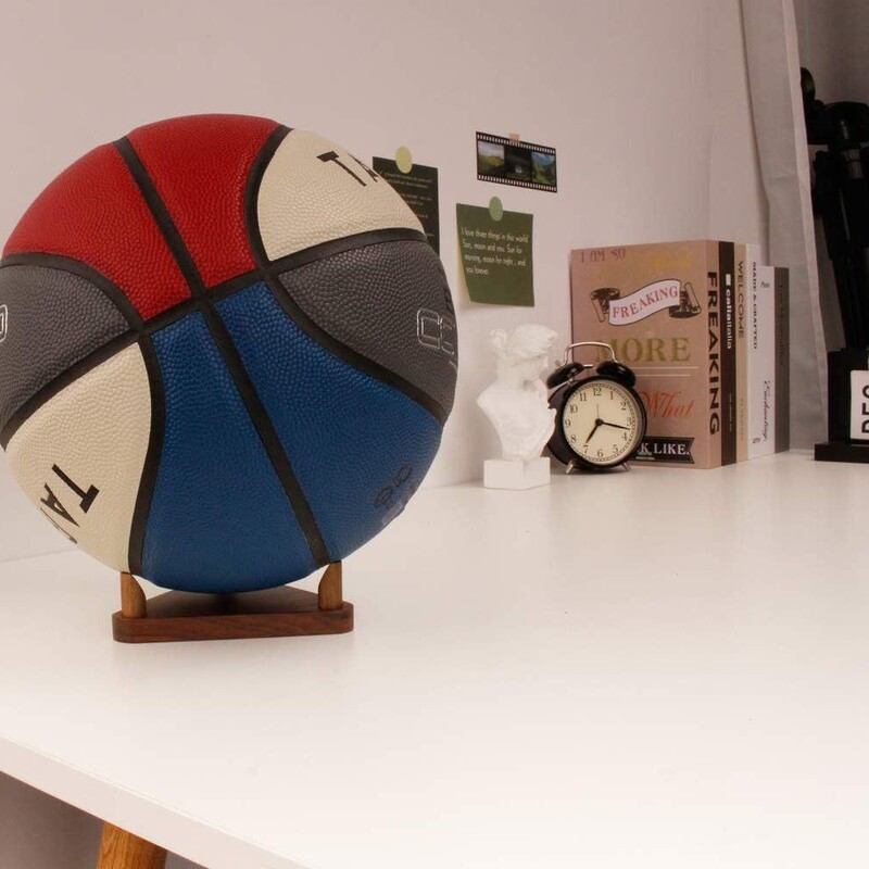 Walnut Basketball and Football Storage Rack Autographed Ball Souvenir Display Rack Wooden Football Display