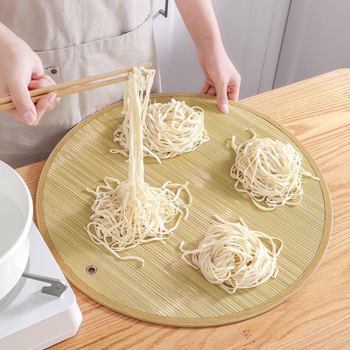 竹製両面餃子カーテン、餃子やパスタ用の家庭用テーブルマット、厚みのあるノンスティックラウンドトレイとちりとり|undefined