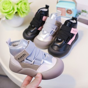 Children's Cotton Shoes for Girls 2025 New Winter Girls' Silver Snow Boots for Middle and Large Kidsren Fleece-Lined Warm and Cotton Shoes