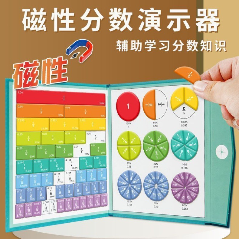 磁性分数学习盘演示器圆分解块加减小学三年级分数的初步认识教具-阿里巴巴