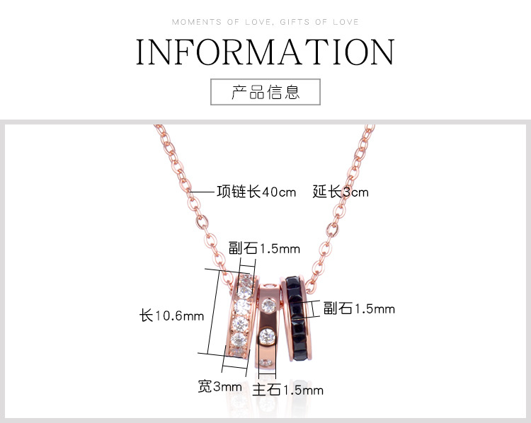 New Three-ring Circle Pendant Korean Version S925 Sterling Silver Zircon Clavicle Chain display picture 1