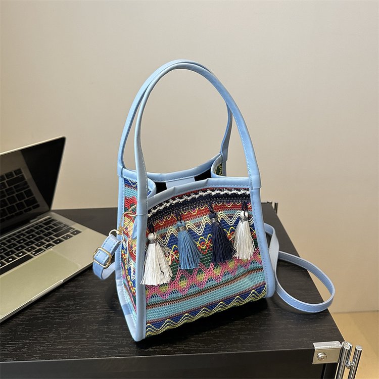 Shangxin estilo nacional bolso portátil de verano 2024 nuevo bolso de borda retro bolso de hombro de moda