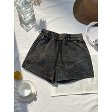 F 13820 High waist slim wide leg A-line shorts ������������