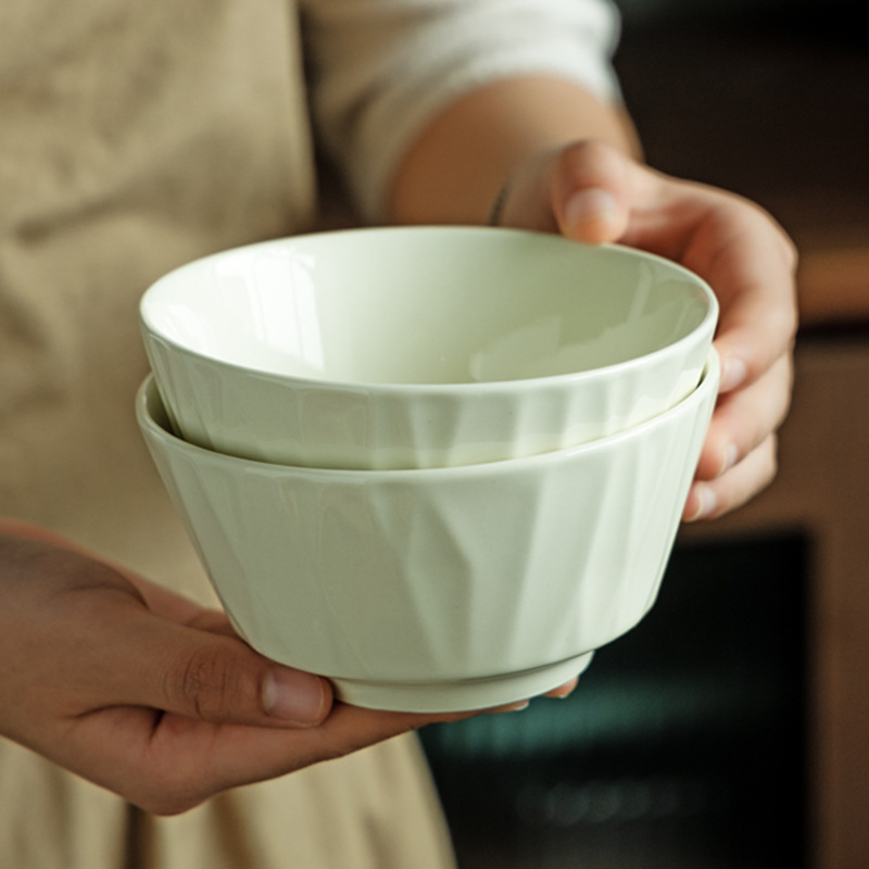 Tazón de arroz de cerámica simple y práctico de estilo retro, tazón de postre, tazón de arroz doméstico de alto valor, tazón de color sólido, tazón pequeño