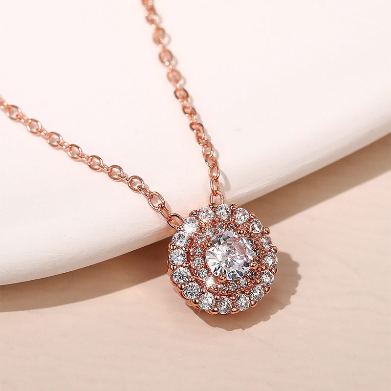 new collarbone copper plated rose gold micro-encrusted zircon necklace