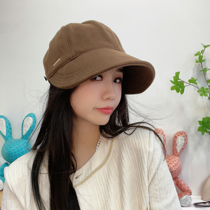 Otoño 2023 Sombrero de pescador pequeño con aspecto de cara lisa para mujer circunferencia de la cabeza grande a prueba de rayos UV casual todo partido ala ancha