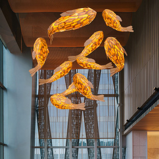 Fish-shaped chandelier Chinese restaurant hotel banquet hall hot pot restaurant decoration fish lamp Japanese dining restaurant fish modeling lamp