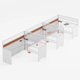 Сотрудники сотрудников офис и комбинация стул Простая и современная таблица таблицы 6 человек Отдельные столы экрана сотрудников Сиденья сиденья сиденья