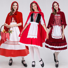 万圣节复古宫廷长裙 小红帽连衣长裙cosplay女王皇后角色演出服装