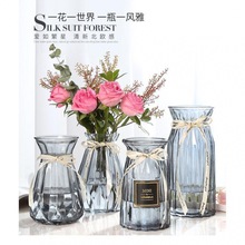 花瓶玻璃透明水養客廳擺件鮮花插花瓶北歐簡約富貴竹干花花瓶歐式