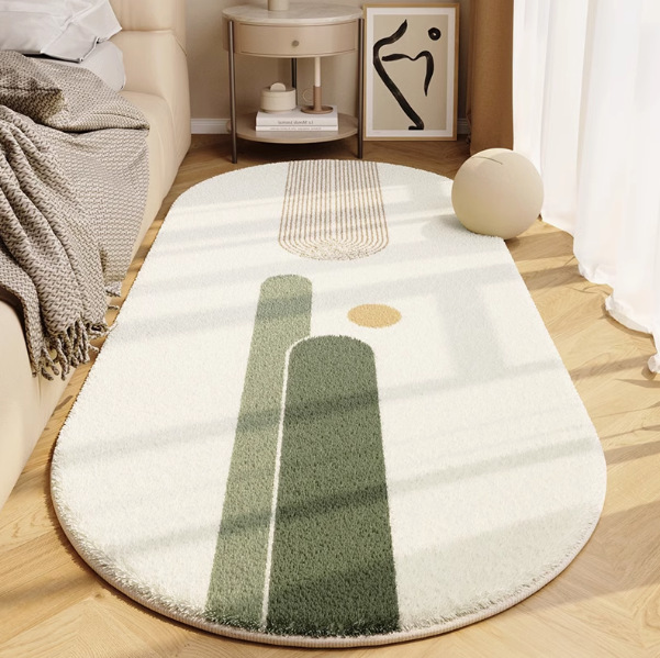 Alfombra de borde de la cama del dormitorio de color Morandi, almohadillas para los pies de la cama principal, almohadillas para el suelo de sensación avanzada para la habitación, almohadillas lavables a máquina