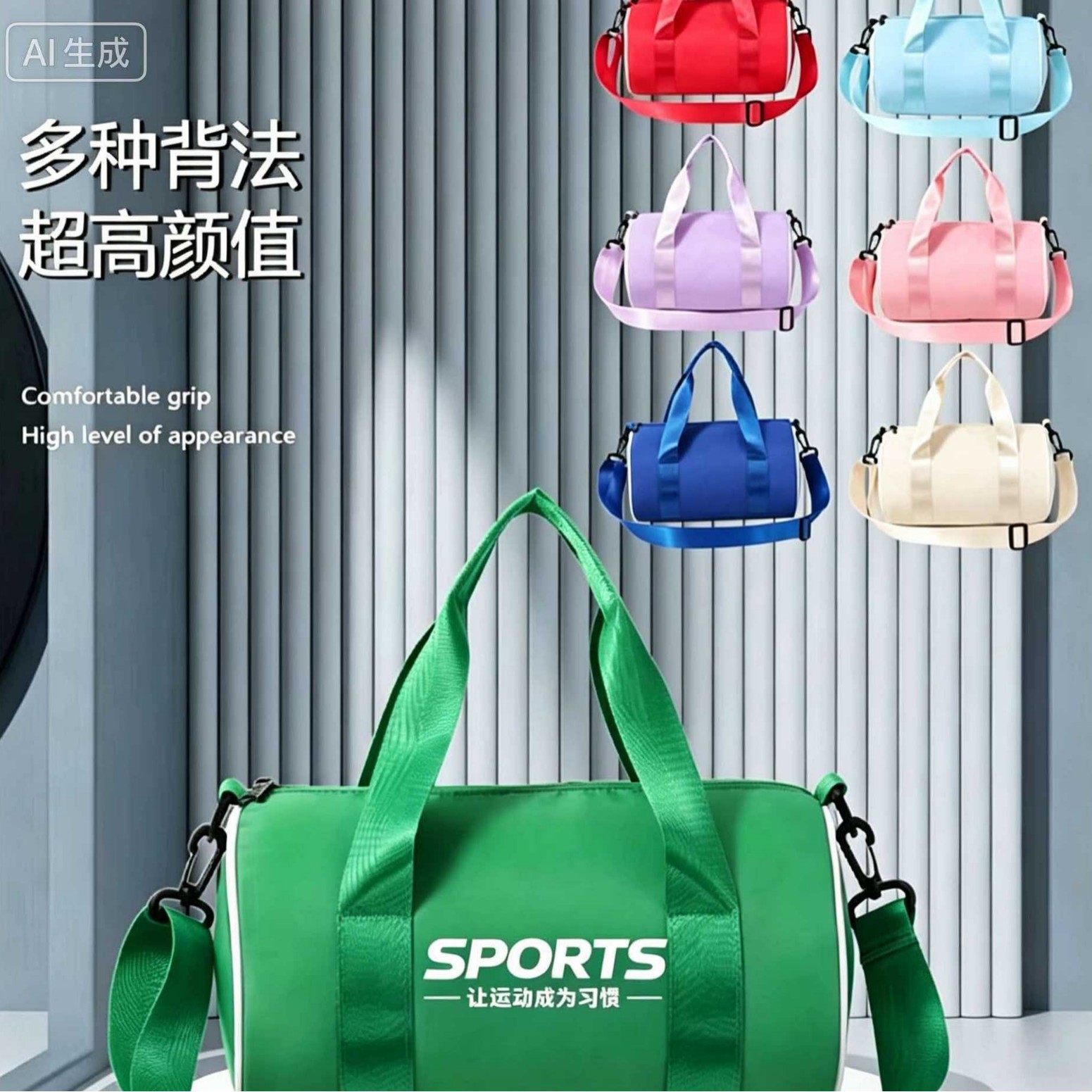 Customizable 1Ogo Cylindrical Fitness Bag, Cross-Body and Hand-Held Dual-Use Sports Bag, Large Capacity Short-Distance Travel Bag, Yoga Bag