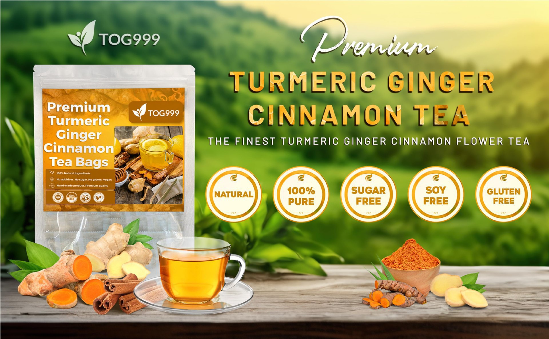 Ginger Turmeric Tea Bags Jiang Huang Ginger Tea 120 Bags Warming Herbal Brew overview