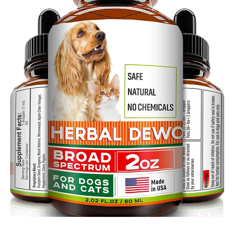 Кросс-бордерные капли с травяными добавками для питомцев, пробиотические жевательные таблетки против паразитов, индивидуальный опт