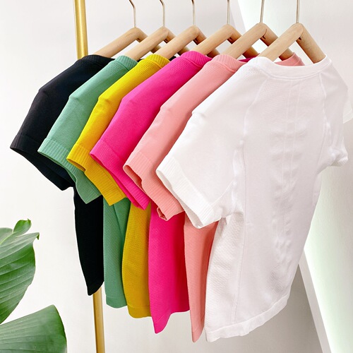 Xiyang Muxue seamless one-piece yoga T-shirt short-sleeved women's quick-drying elastic breathable slimming yoga top