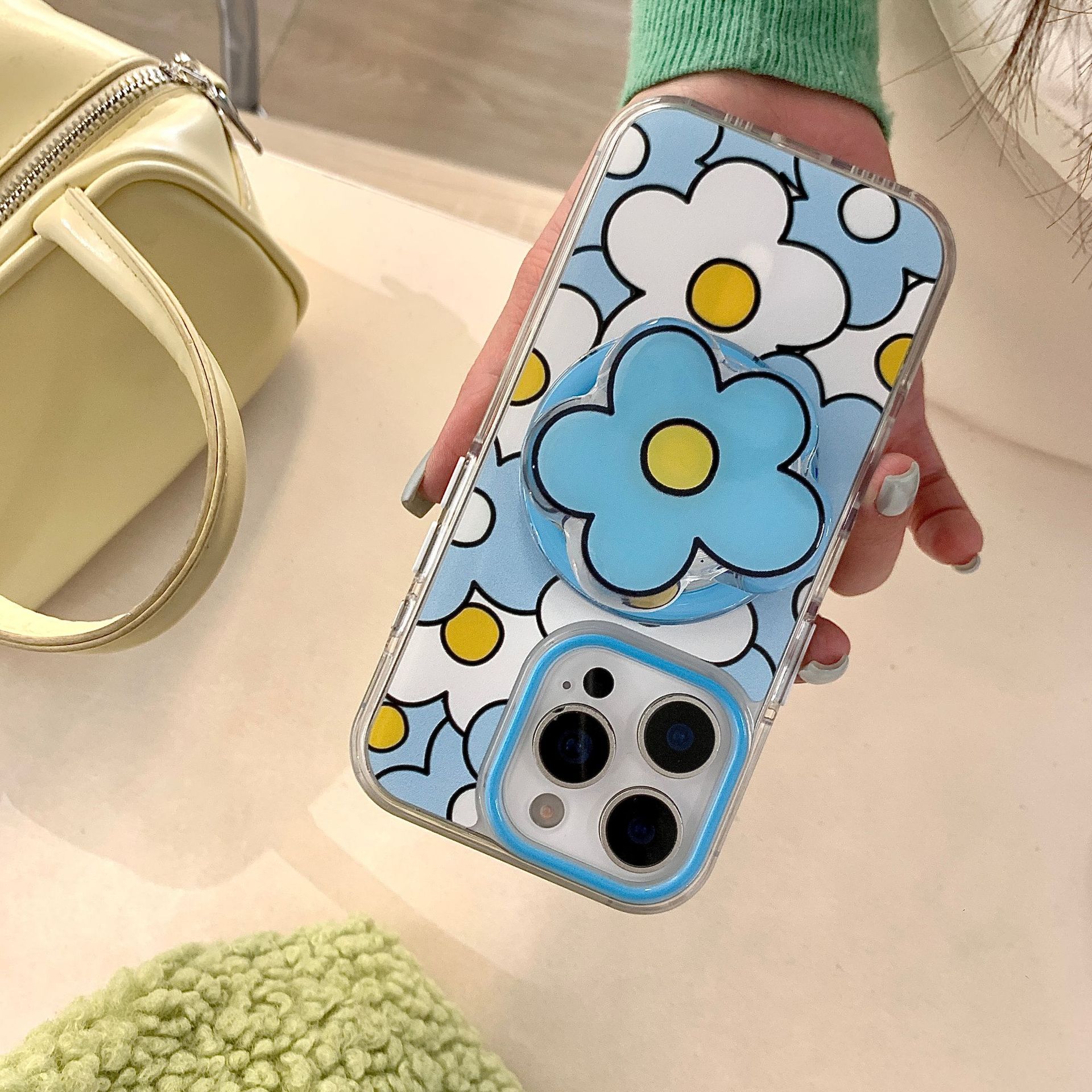 Las nuevas flores azules de nicho son adecuadas para Apple 16ProMax Pareja 15Pro Magnetic 14/13 Funda para teléfono móvil 15PM