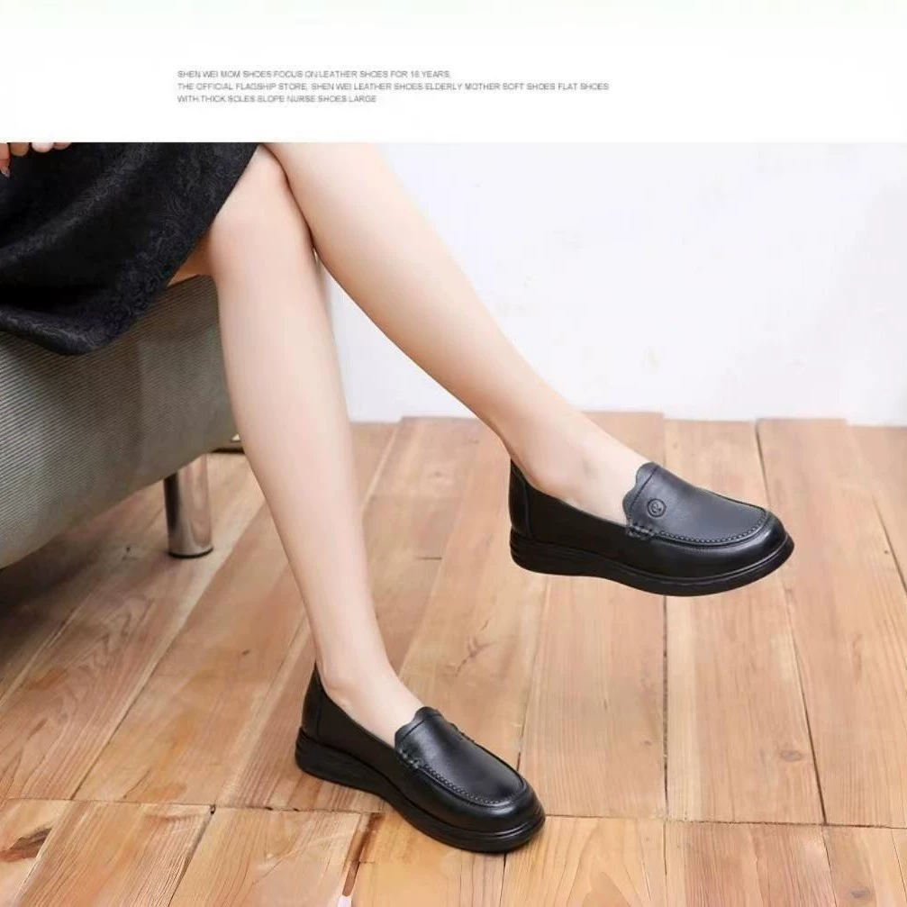 Новые женские одиночные туфли модные дикие толстые черные туфли Lefu