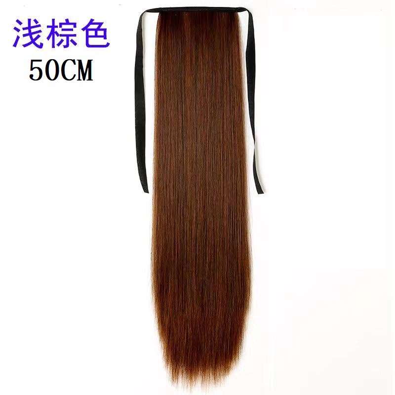 Peluca de cola de caballo doble de seda de alta temperatura para mujeres con cabello largo y liso, cabello artificial mate de alta temperatura, peluca de cabello esponjoso