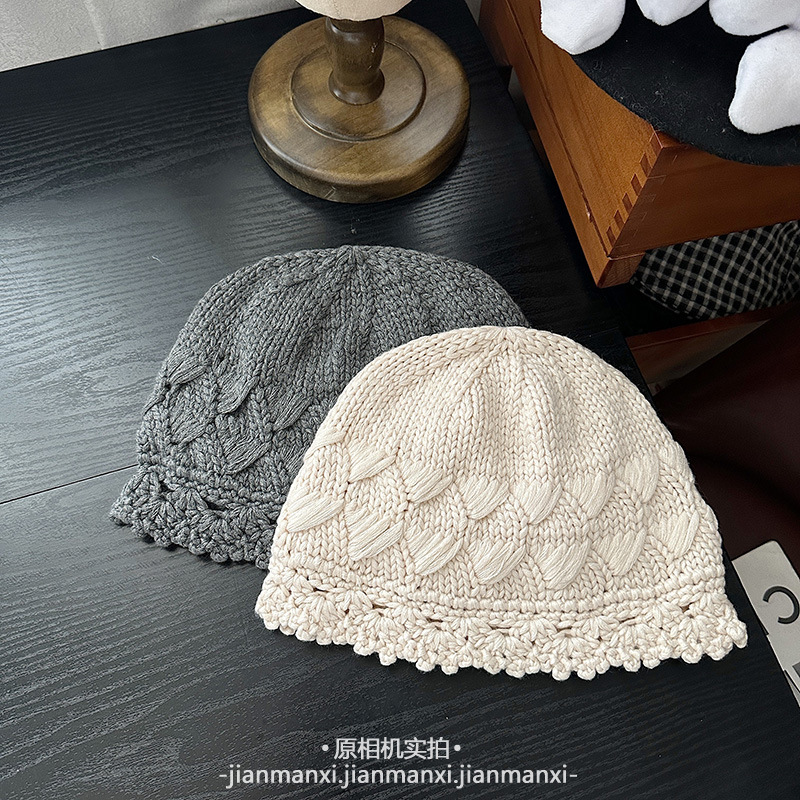 韩系纯色简约可爱针织帽女秋冬百搭显脸小宽松保暖包头毛线帽冷帽|undefined