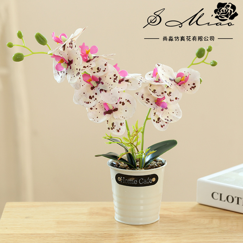 Fake Flower Iron Pot 3D impresión de película doble horquilla nueve flores orquídeas mariposa bonsai simulación de flores fabricantes directamente para decoración del hogar image 13