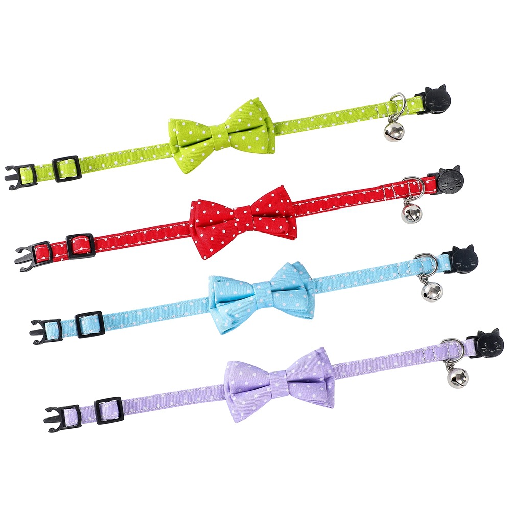 Transfronterizos para fabricantes de algodón spot pequeño punto gato collar de mascota arco gato collar de gato