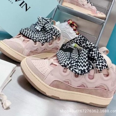 Specially Designed for European and American Dopamine Men's and Women's Shoes, New Trendy Shoes, Genuine Leather Splicing, Retro Outdoor Casual Sports Shoes, Bread Shoes