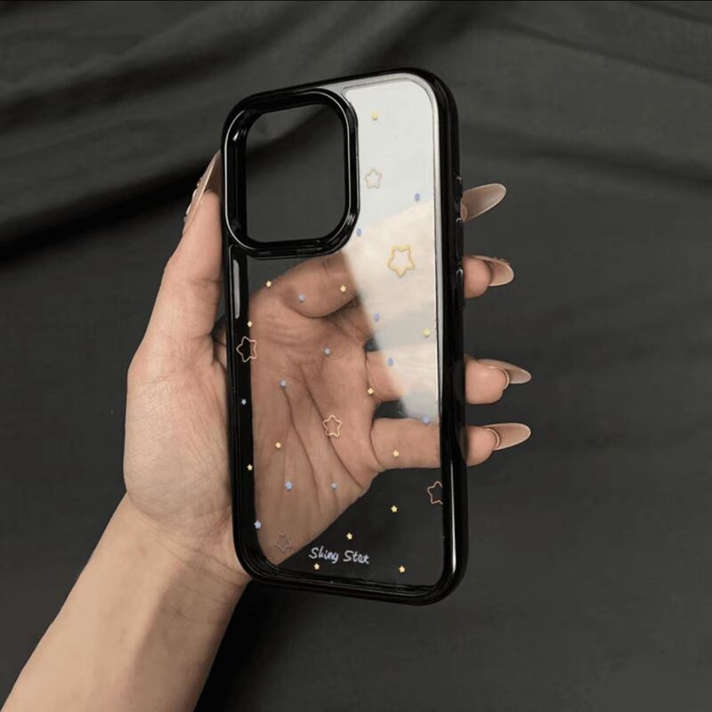 Dots and Stars is suitable for Apple 18 Pro black frame acrylic phone case 15 16 17 cartoon 11 hard case 13 14 Dots and Stars is suitable for Apple 18 Pro black frame acrylic phone case 15 16 17 cartoon 11 hard case 13 14