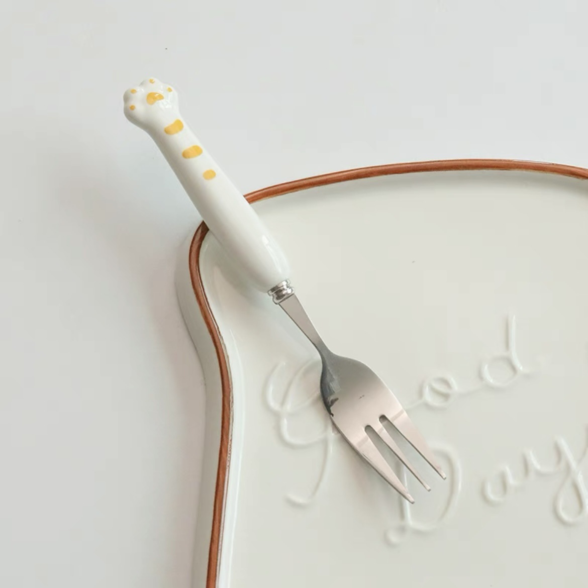 세라믹 흰색 귀여운 호랑이 포크